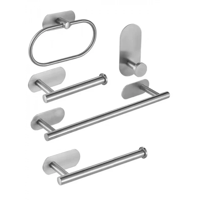 KENDİNDEN YAPIŞKANLI BANYO SETİ 5 Lİ KROM