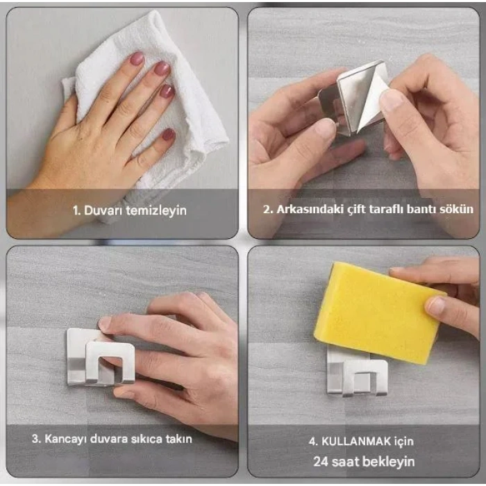 KENDİNDEN YAPIŞKANLI SÜNGER TUTUCU KROM 2 Lİ PAKET