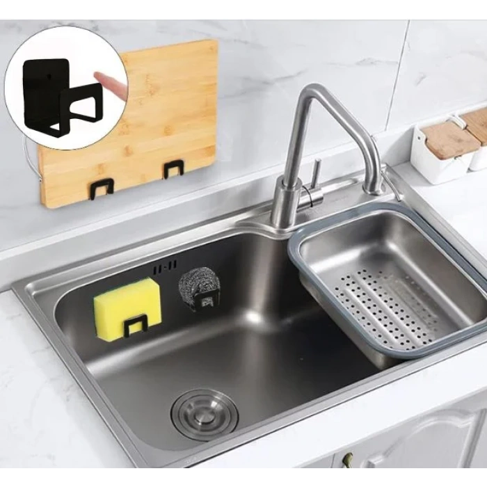 KENDİNDEN YAPIŞKANLI SÜNGER TUTUCU MAT SİYAH 2 Lİ PAKET