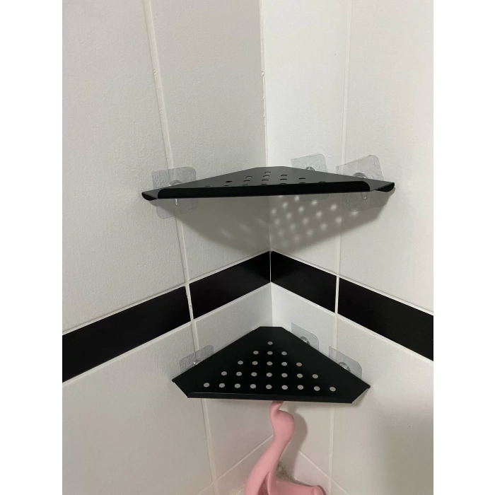 KİTARO KENDİNDEN YAPIŞKANLI KÖŞE ŞAMPUANLIK SETSİZ MAT SİYAH İKİ KATLI