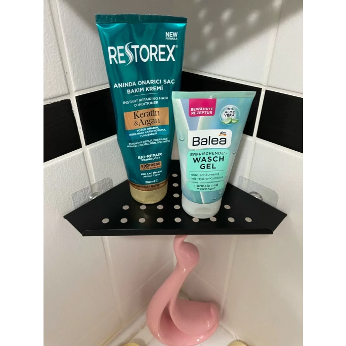 KİTARO KENDİNDEN YAPIŞKANLI KÖŞE ŞAMPUANLIK SETSİZ MAT SİYAH TEK KATLI