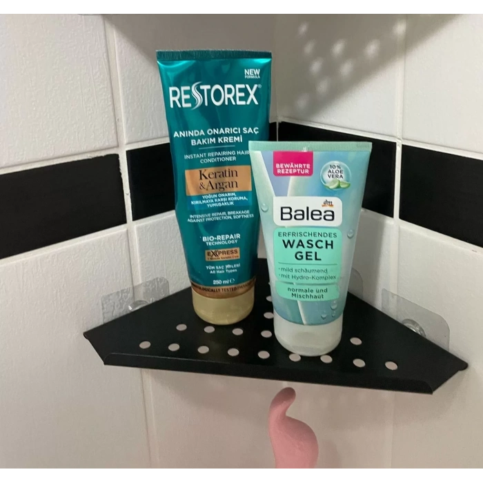 KİTARO KENDİNDEN YAPIŞKANLI KÖŞE ŞAMPUANLIK SETSİZ MAT SİYAH TEK KATLI