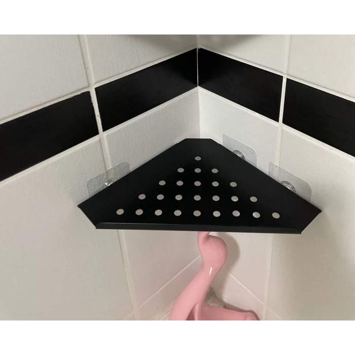 KİTARO KENDİNDEN YAPIŞKANLI KÖŞE ŞAMPUANLIK SETSİZ MAT SİYAH TEK KATLI