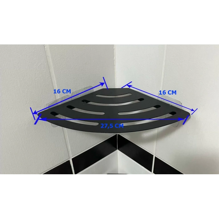 KİTARO KENDİNDEN YAPIŞKANLI ŞAMPUANLIK RAFI MAT SİYAH İKİ KATLI