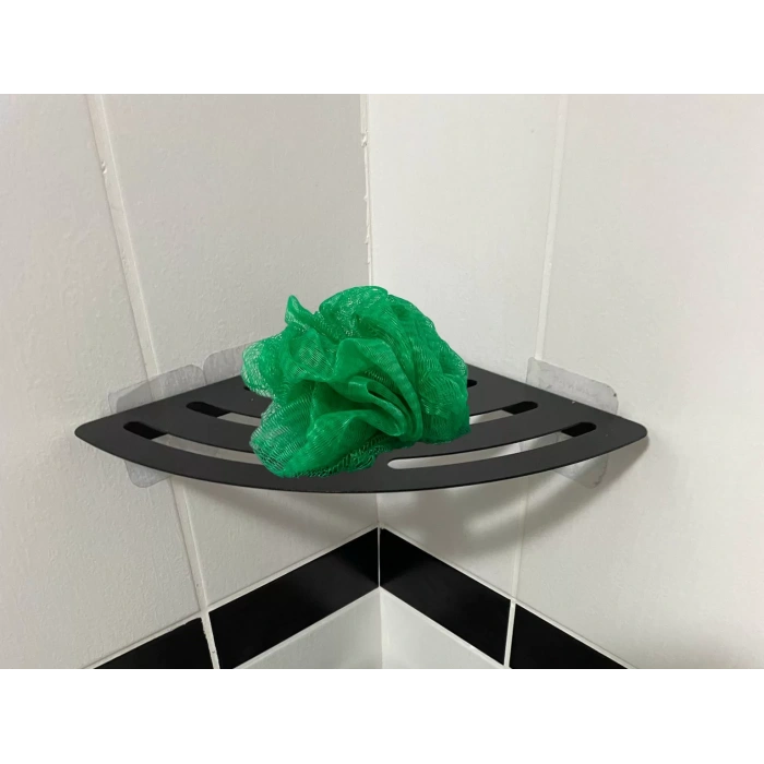 KİTARO KENDİNDEN YAPIŞKANLI ŞAMPUANLIK RAFI MAT SİYAH TEK KATLI