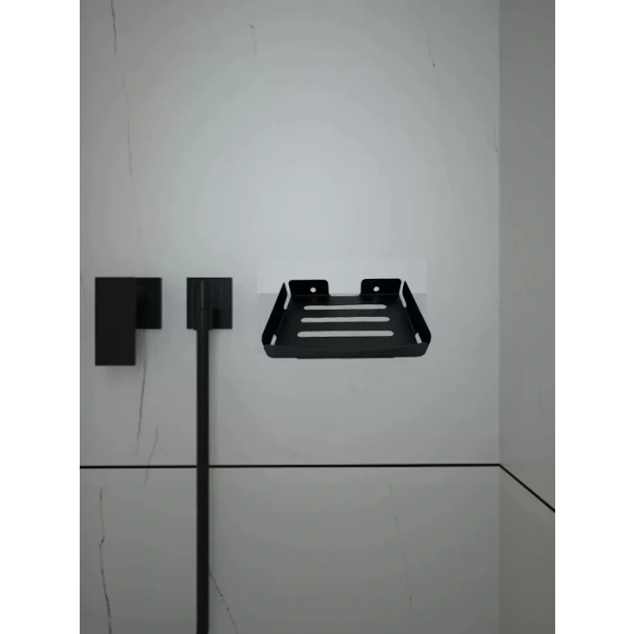 KİTARO KENDİNDEN YAPIŞKANLI VE VİDALI   SABUNLUK  MAT SİYAH