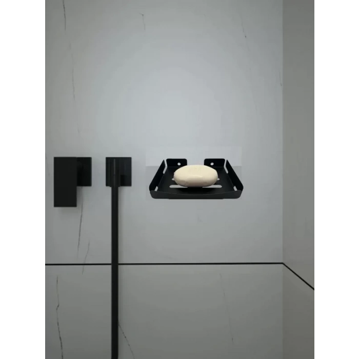 KİTARO KENDİNDEN YAPIŞKANLI VE VİDALI   SABUNLUK  MAT SİYAH