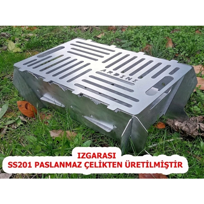 LAZER MANGAL PORTATİF PRATİK KATLANABİLİR PASLANMAZ IZGARALI 41X25 CM