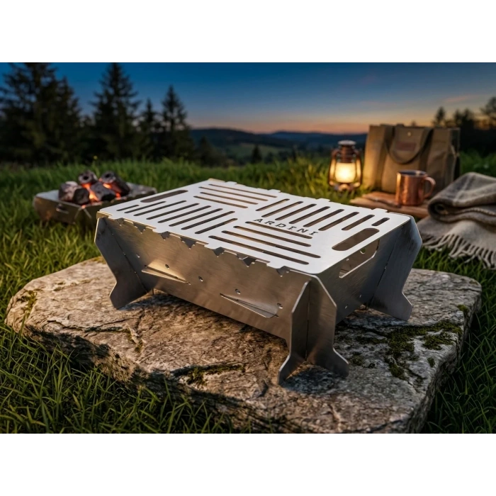 LAZER TAMAMI PASLANMAZ ÇELİK MANGAL PORTATİF PRATİK KATLANABİLİR 41X25 CM