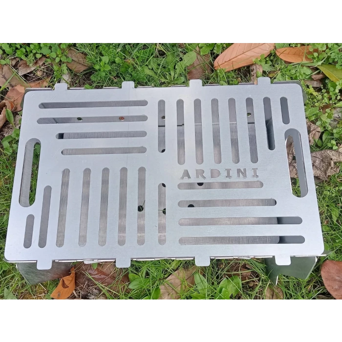 MANGAL KATLANIR PRATİK PORTATİF SİYAH SAC VE PASLANMAZ ÇELİK IZGARA 41 X 25 CM + ÇANTA