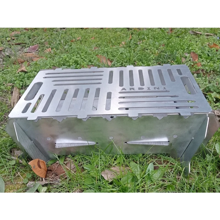 MANGAL KATLANIR PRATİK PORTATİF TAMAMI PASLANMAZ ÇELİK 41 X 25 CM ÇANTA HEDİYELİ