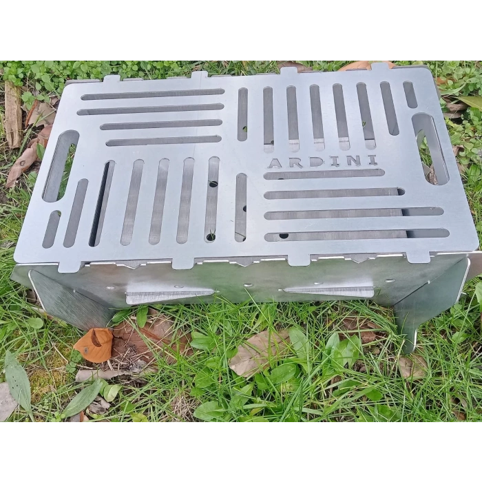 MANGAL KATLANIR PRATİK PORTATİF TAMAMI PASLANMAZ ÇELİK 41 X 25 CM ÇANTA HEDİYELİ