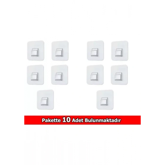 STİCKER BANT ASKILIK YAPIŞKANLI ŞEFFAF TEKLİ PAKETTE 10 ADET
