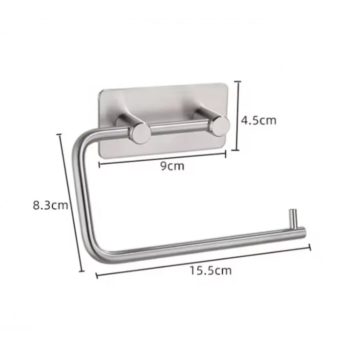 TUVALET KAĞITLIĞI YAPIŞKANLI ÇİFT ÇUBUKLU PASLANMAZ ÇELİK KROM RENGİ