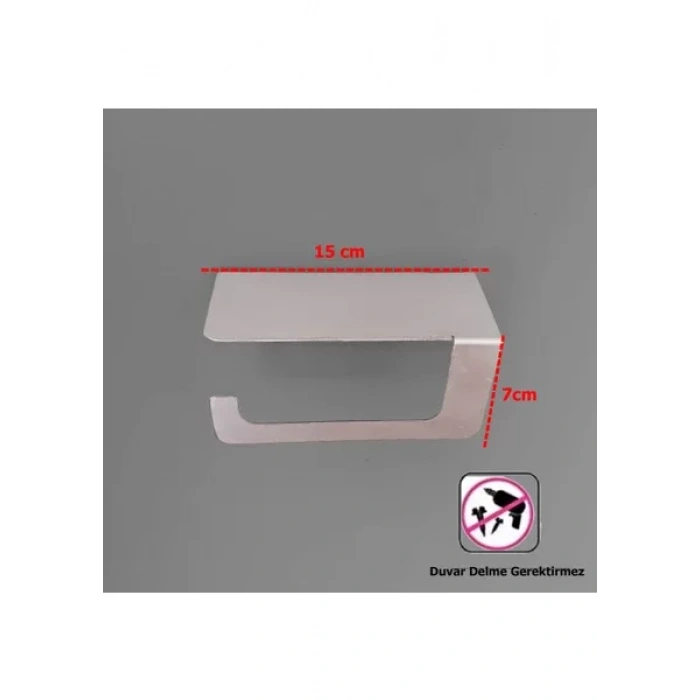 TUVALET KAĞITLIĞI YAPIŞKANLI VE VİDALI TELEFON RAFLI KROM