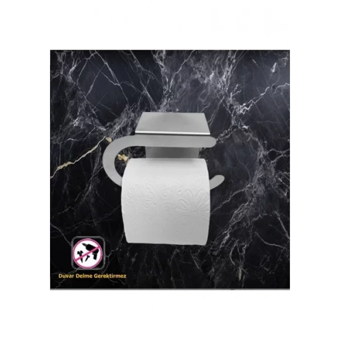 TUVALET KAĞITLIĞI YAPIŞKANLI VE VİDALI TELEFON RAFLI OVAL KROM