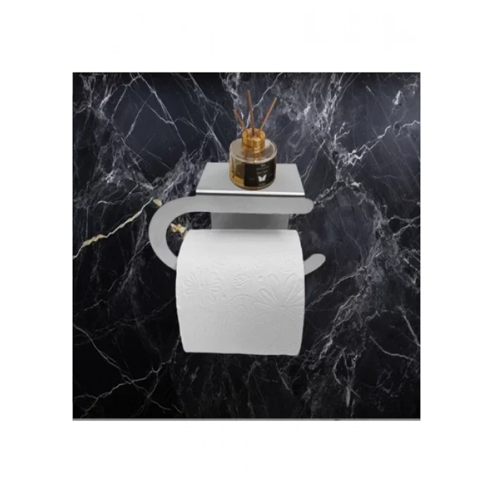 TUVALET KAĞITLIĞI YAPIŞKANLI VE VİDALI TELEFON RAFLI OVAL KROM