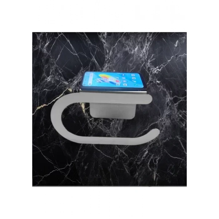 TUVALET KAĞITLIĞI YAPIŞKANLI VE VİDALI TELEFON RAFLI OVAL KROM