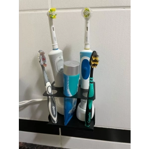 ARDİNİ YAPIŞKANLI VE VİDALI ŞARJLI DİŞ FIRÇALIK TUTUCU MACUNLUKLU MAT SİYAH