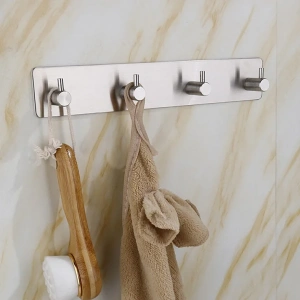 ASKILIK YAPIŞKANLI DİKDÖRTGEN ÇUBUKLU 4 KANCALI KROM