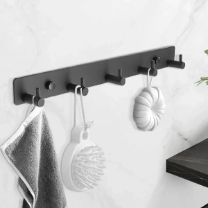 ASKILIK YAPIŞKANLI DİKDÖRTGEN ÇUBUKLU 5 KANCALI MAT SİYAH