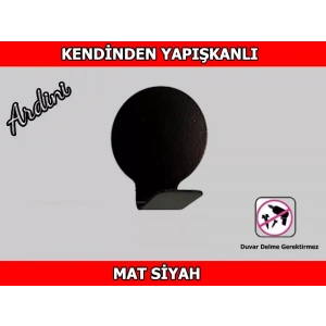 ASKILIK YAPIŞKANLI YUVARLAK MAT SİYAH PAKETTE 4 ADET