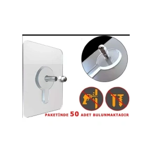 ÇERÇEVE ASKISI SÜPER GÜÇLÜ VİDALI KANCA YAPIŞKANLI RAF TUTUCU ASKI 50 Lİ