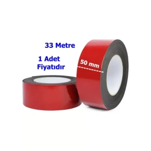 ÇİFT TARAFLI MONTAJ BANTI KIRMIZI 50 MM X 33 METRE