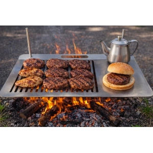 IZGARA MANGAL PRATİK KURULUM 3 MM SS201 PASLANMAZ ÇELİK HAMBURGER BÖLMELİ 58 X 38 CM