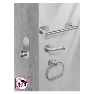 KENDİNDEN YAPIŞKANLI BANYO SETİ 4LÜ KROM