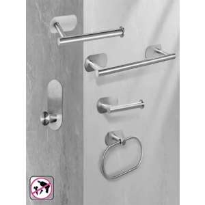 KENDİNDEN YAPIŞKANLI BANYO SETİ 5 Lİ KROM