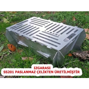LAZER MANGAL PORTATİF PRATİK KATLANABİLİR PASLANMAZ IZGARALI 41X25 CM