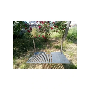 MANGAL IZGARA DEMLİK VE HAMBURGER BÖLMELİ PRATİK 38 X 58 CM 5MM SAC İKİ CUBUKLU