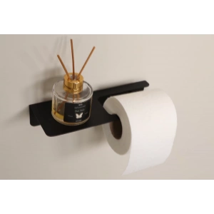 TUVALET KAĞITLIĞI YAPIŞKANLI VE VİDALI UZUN TELEFON RAFLI MAT SİYAH