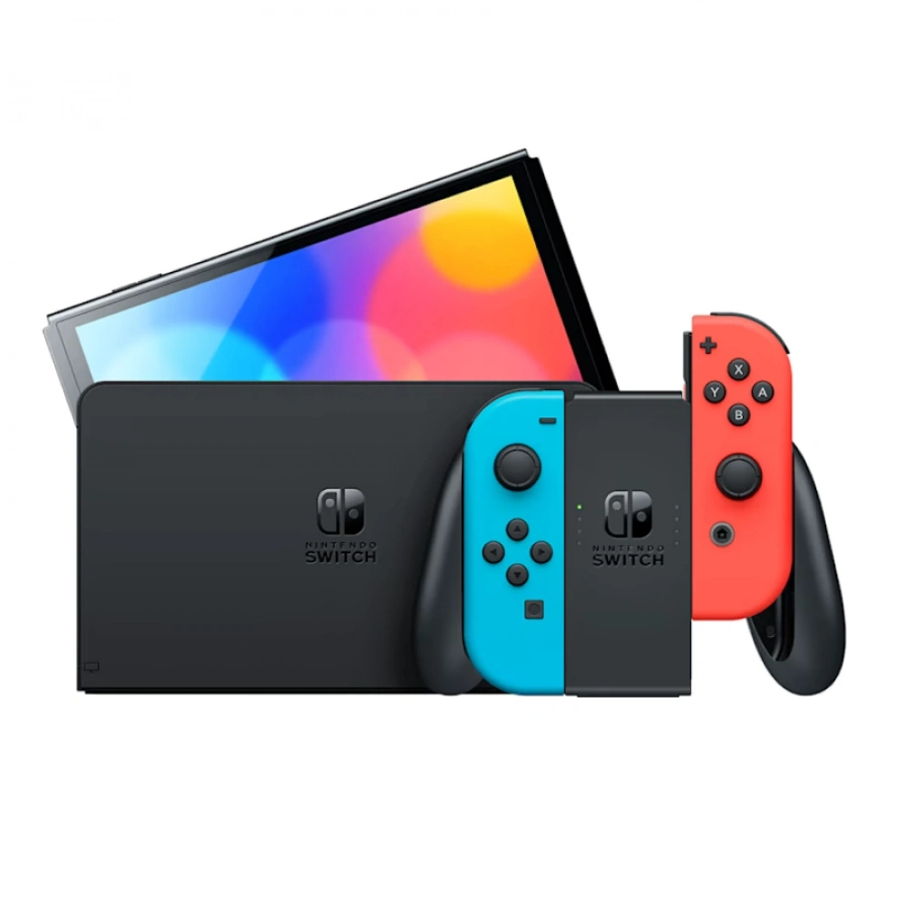 Konsol Nintendo Switch Console Oled Red-Blue Neon 64Gb