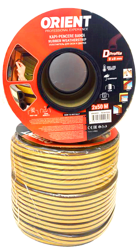 KAHVERENGİ 100MT2X50MTBOBİN FİTİL KAPI PENCERE BANT (5468)