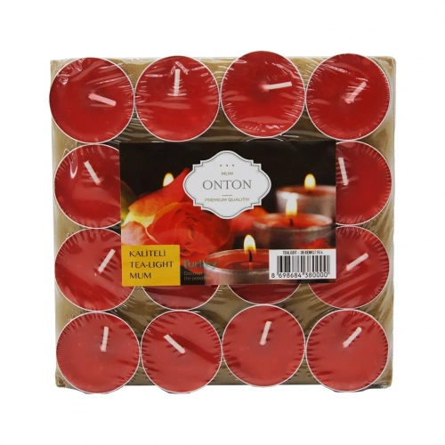 16 PARÇA  KIRMIZI TEA LİGHT YUVARLAK MUM (5468)