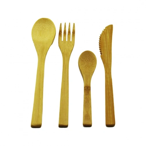 4PCS  AHŞAP BAMBU MUTFAK SETİ  2 KAŞIK - ÇATAL - BIÇAK (5468)