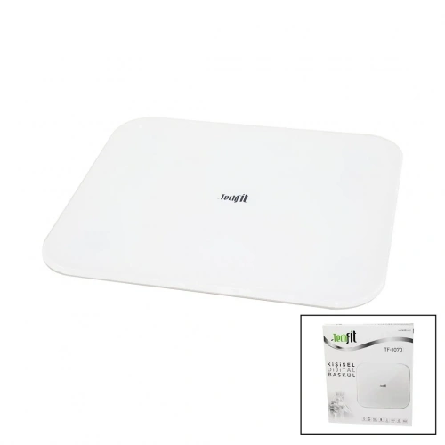 GİZLİ EKRAN -SOFT BEYAZ CAM ZEMİN  DİJİTAL BASKÜL TERAZİ 180KG SENSÖR -LED EKRAN -ODA℃ TF-1070 (5468)