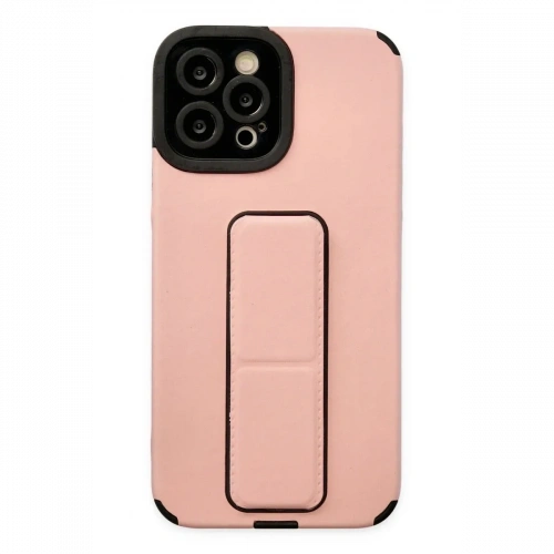 Apple iPhone 12 Pro Max Kılıf Mega Standlı Silikon - Pudra