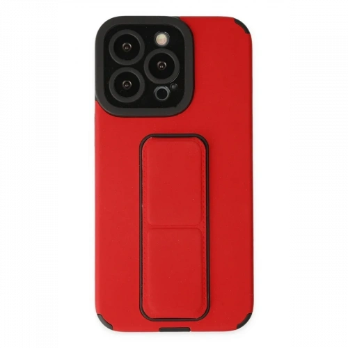 Apple iPhone 13 Pro Kılıf Mega Standlı Silikon - Kırmızı