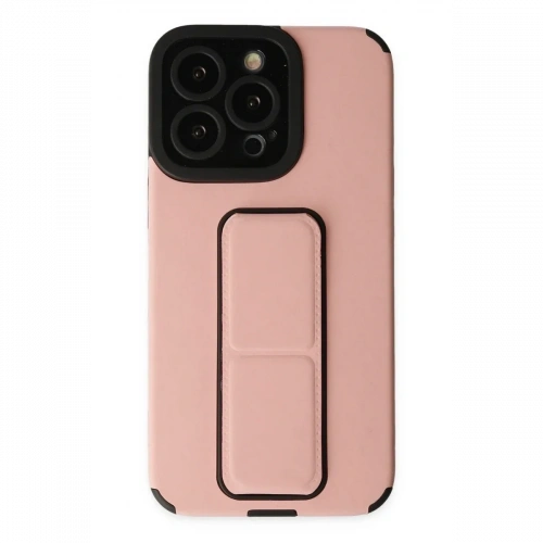Apple iPhone 13 Pro Kılıf Mega Standlı Silikon - Pudra