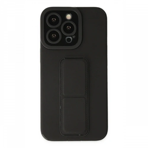 Apple iPhone 13 Pro Max Kılıf Mega Standlı Silikon - Siyah