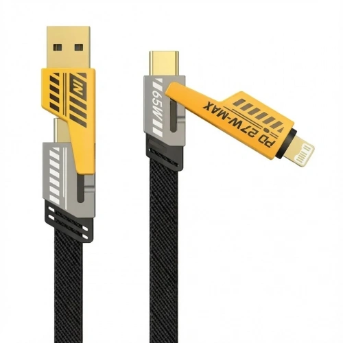 BiiShe® 4in1 65W Hızlı Şarj Kablosu – Type-C to USB-A + Type-C to Lightning, 27W PD Destekli Çoklu Şarj Kablo