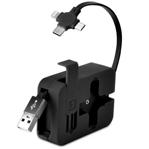 BiiShe® Cep Tipi Telefon Tutuculu Makaralı Uzayıp Kısalabilen 3ü 1 Arada USB Şarj Kablosu