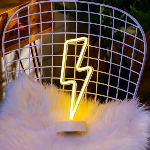 BiiShe® Dekoratif Şimşek Şeklinde Pilli Neon Led Lamba Süs Masa Lambası