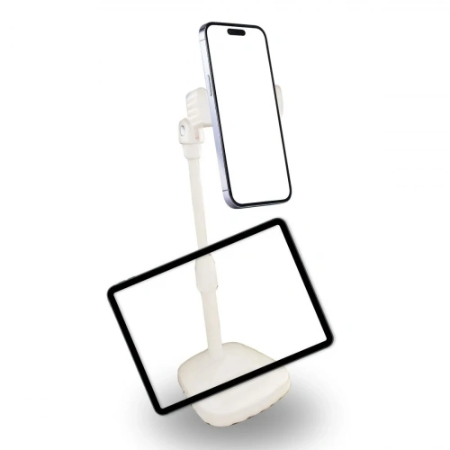 BiiShe® Masa Üstü Tablet ve Telefon Tutucu Plastik Aparat Beyaz Telefon Standı