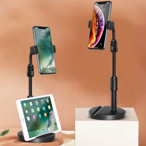 BiiShe® Masa Üstü Tablet ve Telefon Tutucu Plastik Aparat Siyah Telefon Standı