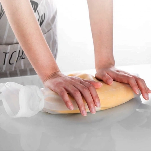 BiiShe® Orta Hamur Torbası Silikon Şeffaf Hamur Yoğurma Torbası Ekmek Makarna Mantı  Hamuru Kolay Yo