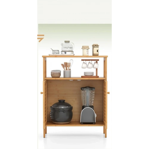ÇOK AMAÇLI DOLAP AHŞAP BAMBU ORGANİZER RAFLI 66X33X85CM (5468)